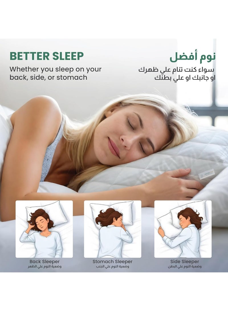 Prestige Pillow 50 cm X 75 cm Bed Pillows for Sleeping Diamond Quilted Hotel Luxury Sleep Pillow For Side Support Stomach Sleepers Soft Fluffy Hypoallergenic (White) Pack of 2 - Image 2
