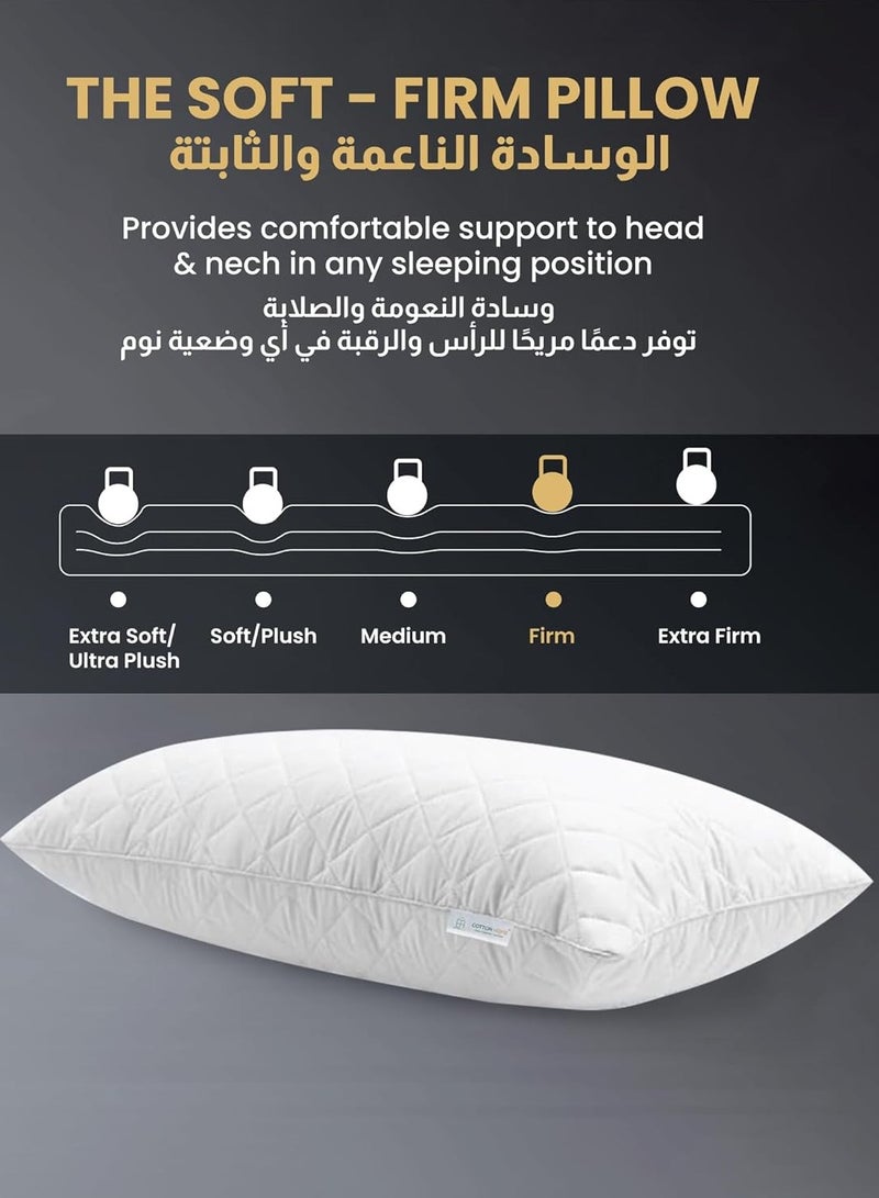 Prestige Pillow 50 cm X 75 cm Bed Pillows for Sleeping Diamond Quilted Hotel Luxury Sleep Pillow For Side Support Stomach Sleepers Soft Fluffy Hypoallergenic (White) Pack of 2 - Image 3