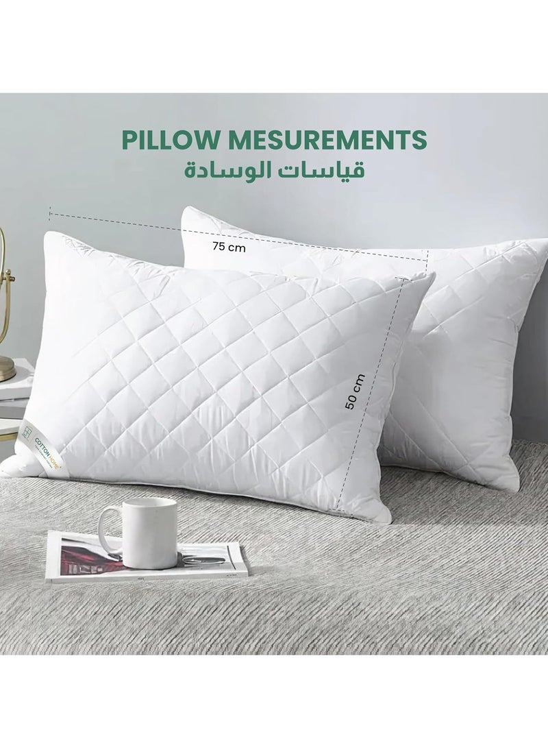 Prestige Pillow 50 cm X 75 cm Bed Pillows for Sleeping Diamond Quilted Hotel Luxury Sleep Pillow For Side Support Stomach Sleepers Soft Fluffy Hypoallergenic (White) Pack of 2 - Image 4