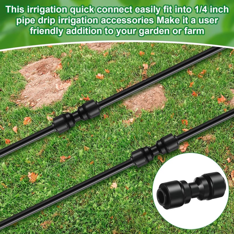 Glooglitter 30 Pcs 1/4" Drip Irrigation Tee Connectors for Tube Quick Connect Parts Fittings for 1/4 Inch(6.35mm) Irrigation Tubing or Sprinkler(Black,Two Way Connector) - Image 5