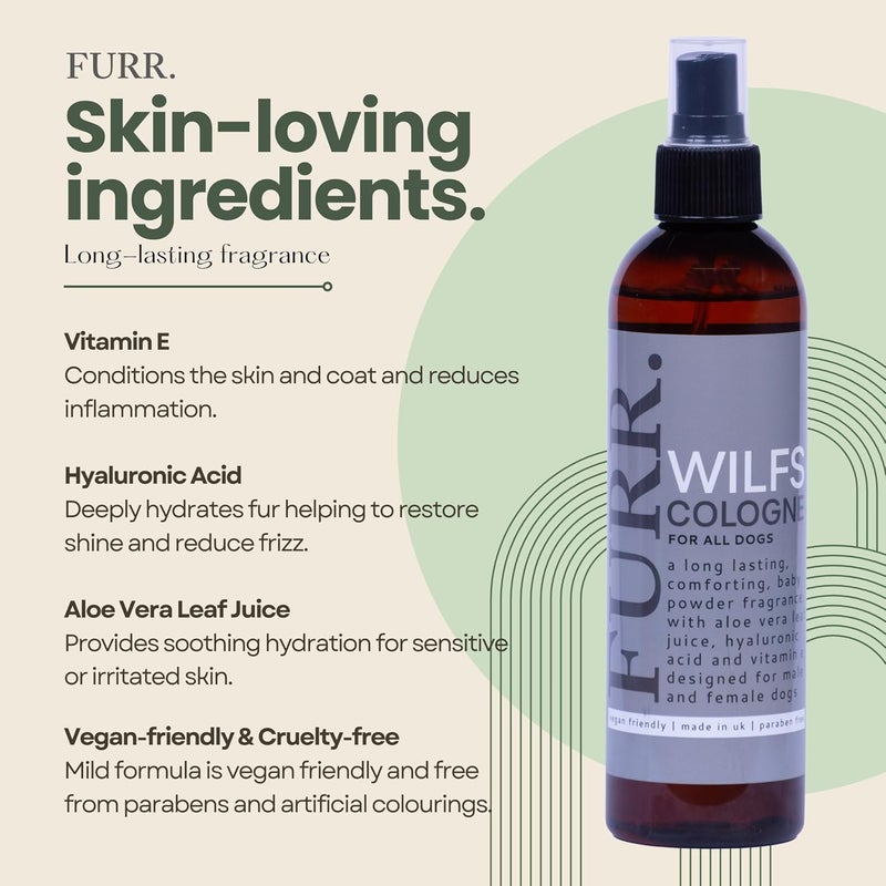 فور Wilf’s عطر كلاب برذاذ كولونيا 2 × 250 مل – رائحة بودرة أطفال طويلة الأمد، 92% مشتق طبيعيًا، غني بفيتامين E والصبار، يرطب - آمن للكلاب والجراء من عمر 6 أسابيع فما فوق - Image 5