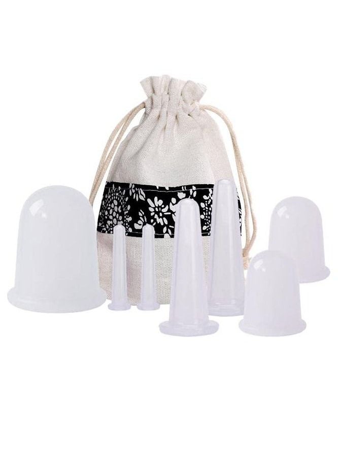 Generic - Cupping Therapy Set 7 Piece Silicone Vacuum Suction Cup Massage Cup Facial Cupping Set Adult Home Facial Massager (White) - Image 1