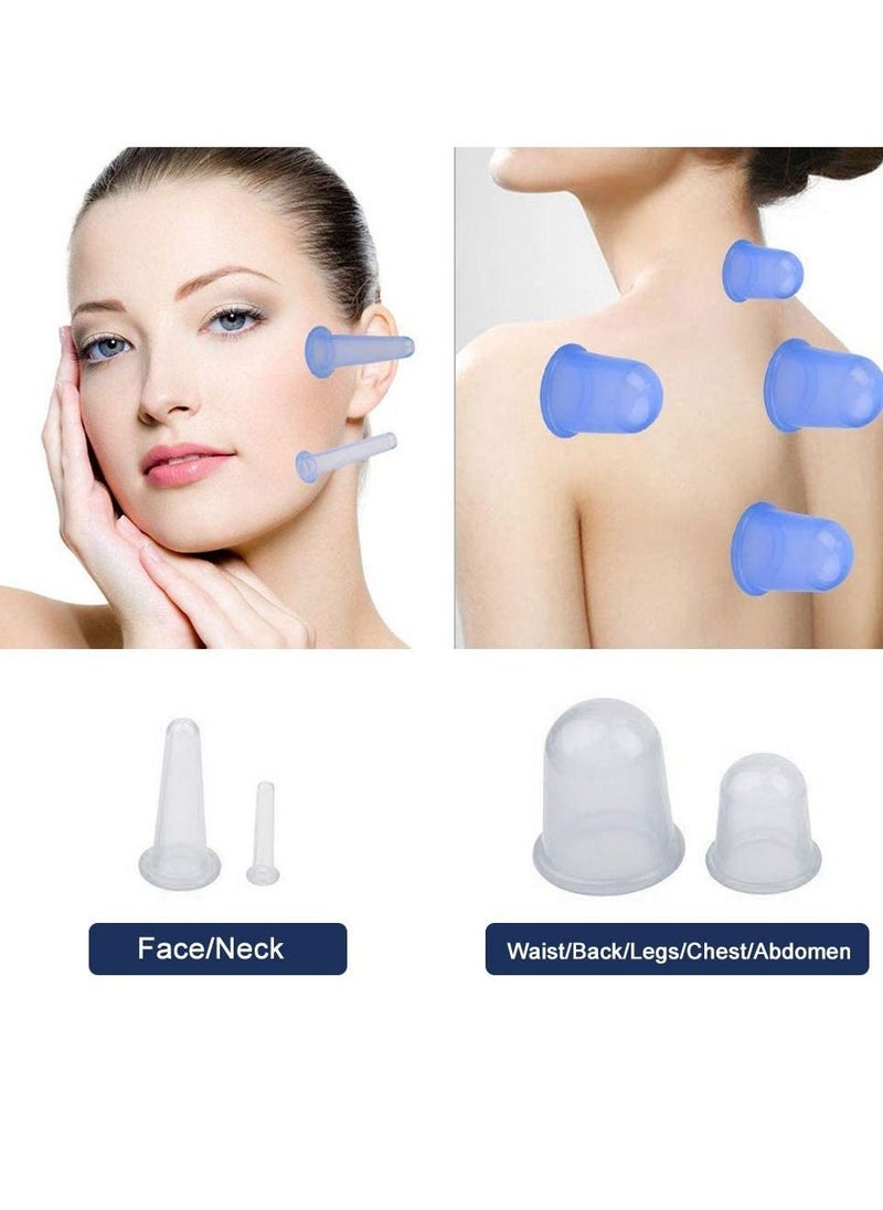 Generic - Cupping Therapy Set 7 Piece Silicone Vacuum Suction Cup Massage Cup Facial Cupping Set Adult Home Facial Massager (White) - Image 1