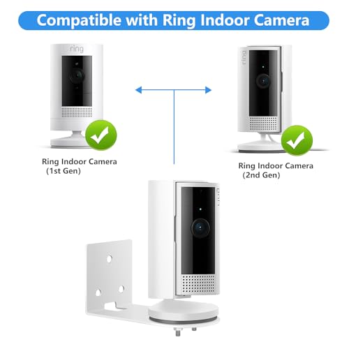 ALERTCAM Adhesive Wall Mount for Ring Indoor Cam (2nd Gen and 1st Gen) - Metal Camera Holder, Two Installation Ways with Strong Adhesive Tape or Screws (2Pack) - Image 2