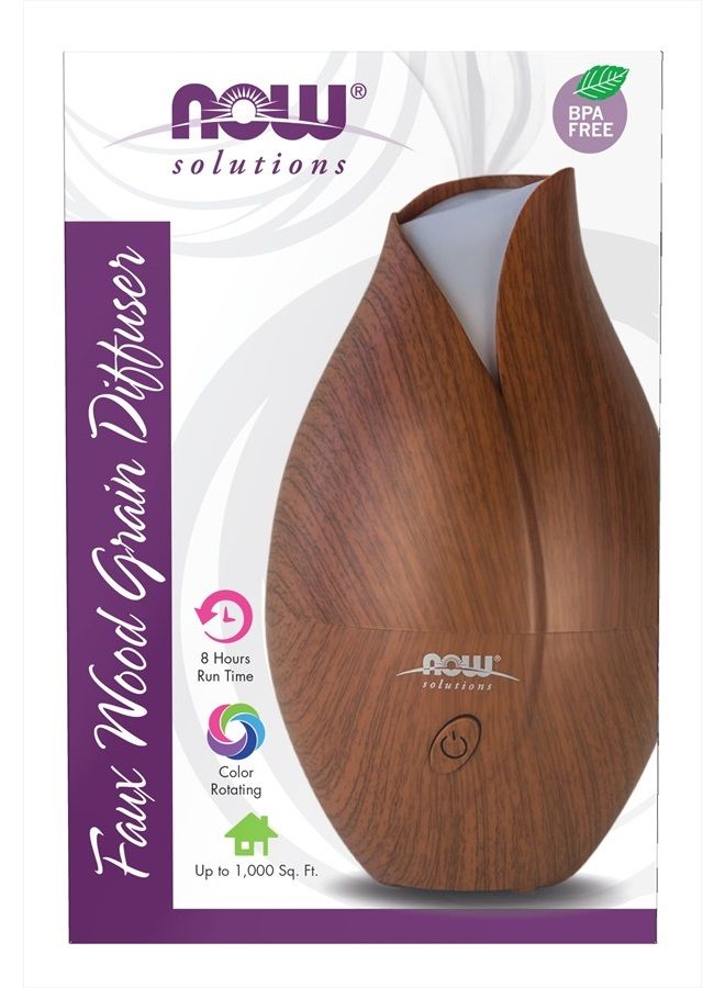 now Essential Oils, Ultrasonic Faux Wood Aromatherapy Oil Diffuser, Contemporary Design, Extremely Quiet Heat Free, Color Changing LED Diffuser - Image 1