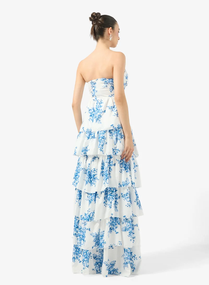 Ginger Boutique Sweetheart Neckline Corset Bodice Floral Tiered Gown