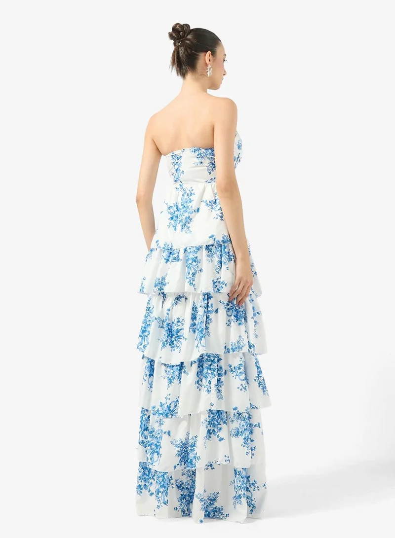 Ginger Boutique Sweetheart Neckline Corset Bodice Floral Tiered Gown