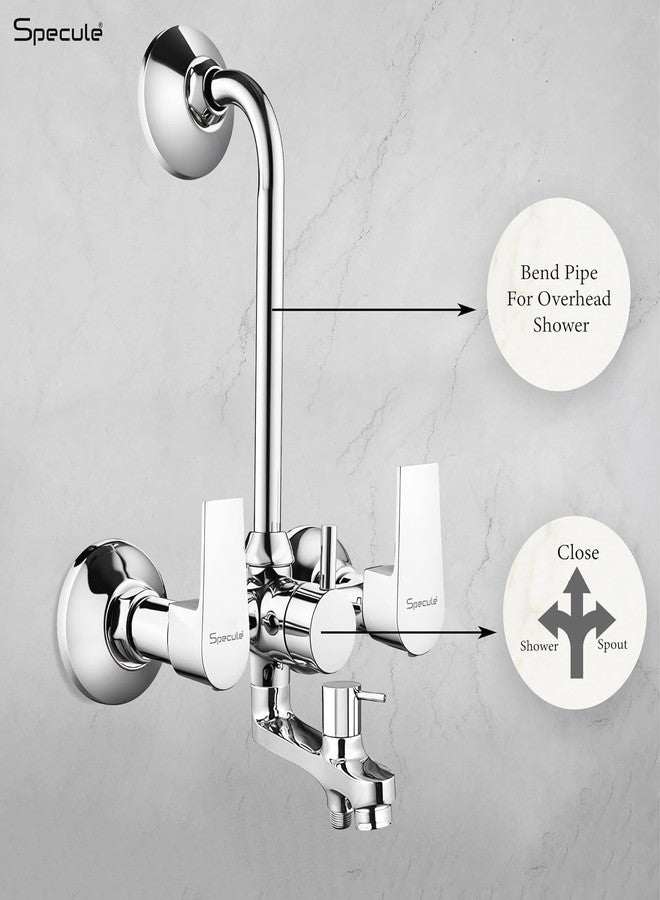 Specule Nyra 3-in-1 Brass Wall Mixer Shower Set | Chrome Finish | Multi Flow Handshower And Overhead Set | 1.5m Hand Shower Pipe | Complete Bathroom Shower Combo - Image 4