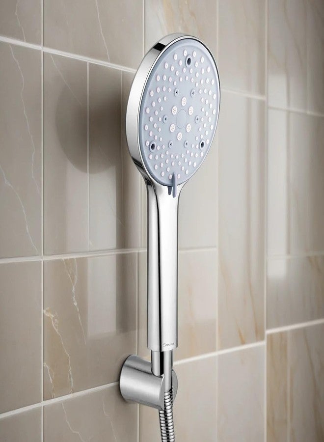 Specule Nyra 3-in-1 Brass Wall Mixer Shower Set | Chrome Finish | Multi Flow Handshower And Overhead Set | 1.5m Hand Shower Pipe | Complete Bathroom Shower Combo - Image 5