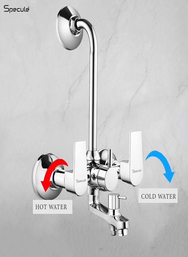 Specule Nyra 3-in-1 Brass Wall Mixer Shower Set | Chrome Finish | Multi Flow Handshower And Overhead Set | 1.5m Hand Shower Pipe | Complete Bathroom Shower Combo - Image 3