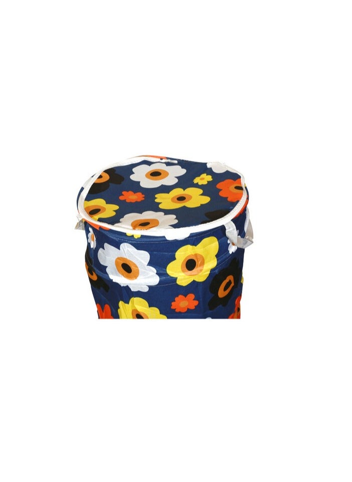PROMASS - Round Foldable Pop up Laundry Bag For Clothes, With Lid Zip Closure And Carry Handle, Laundry Hamper Cloth Basket - Image 1