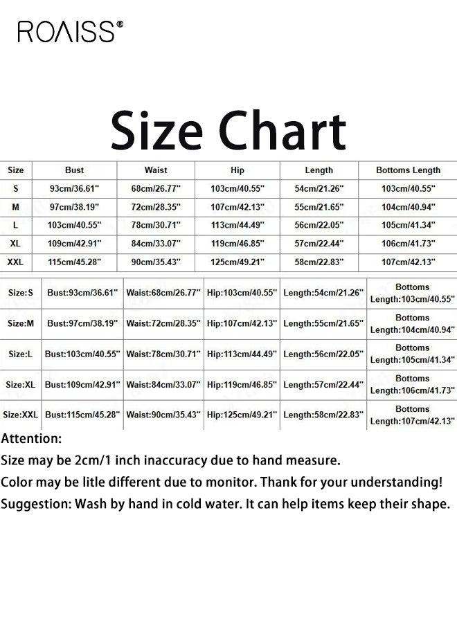 رويس طقم نسائي مكون من قطعتين من السترة القصيرة بدون أكمام وفتحة رقبة على شكل حرف V وبنطلون واسع الساق وبدلة صيفية من الكتان المتطابق مع أزرار أمامية وصدرية أنيقة مرقعة من قطعتين مع جيوب بلون سادة - Image 5