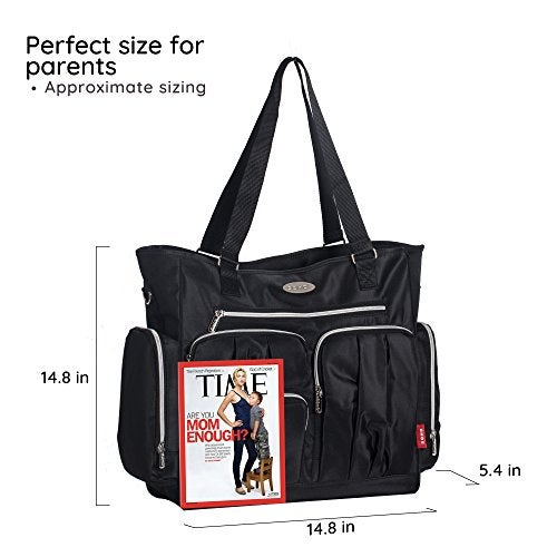 SoHo Designs SoHo Time Square Diaper Bag Tote 9Pc, Black - Image 3