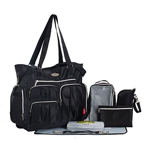 SoHo Designs SoHo Time Square Diaper Bag Tote 9Pc, Black - Image 2