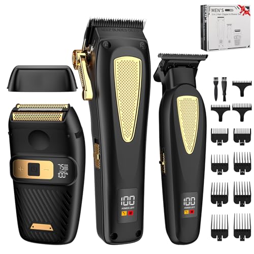 Dumite Professional Hair Clippers for Man,Hair Clippers Electric Shavers Razor T-Blade Hair Trimmer, 3 in 1 Cordless Barber Trimmer Bald Shavers LED Display Gifts - Image 1