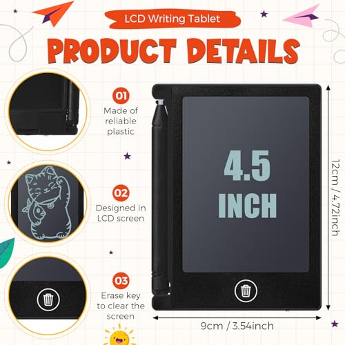 Nezyo 16 Pieces 45 Inch Mini LCD Writing Tablet for Kids Electronic Doodle Board Colorful Drawing Tablet Bulk Erasable Writing Pad Reusable Learning Gift for Girls Boys Party FavorBlack - Image 5