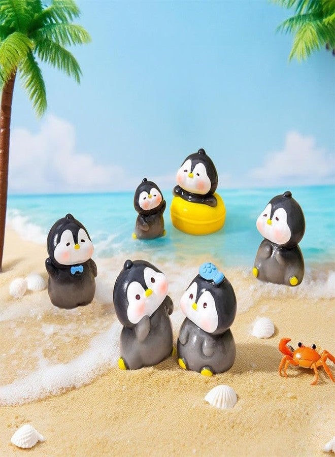 ARUNA DECOR Miniature Penguin Figurines Set of 6 | Resin Tiny Penguins for Mini Garden Decor Fairy Garden Dollhouse Accessories Terrarium Desk Decor Items - Image 1