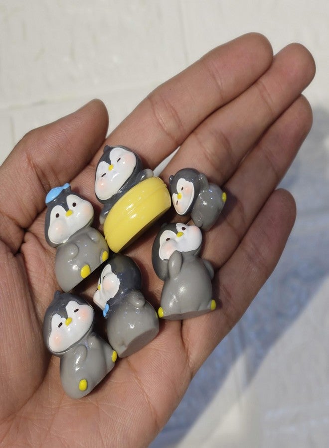 ARUNA DECOR Miniature Penguin Figurines Set of 6 | Resin Tiny Penguins for Mini Garden Decor Fairy Garden Dollhouse Accessories Terrarium Desk Decor Items - Image 2