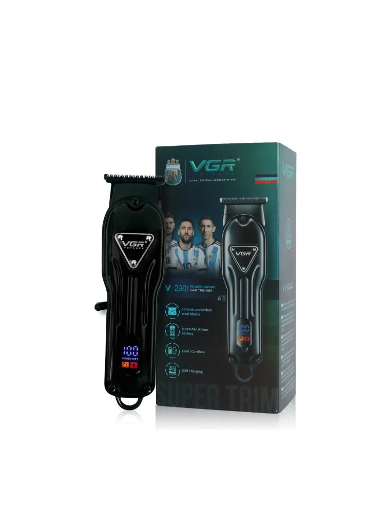 VGOD V-298 Professional Hair Trimmer for Men – Ceramic & Carbon Steel Blades, 200 min Runtime, LED Display - Image 1