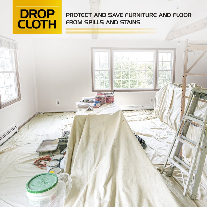 Utopia Home Utopia Drop Cloth for Painting (9x12 ft, 1 Pack) Washable and Reusable Drop Cloth for Painting, Furniture & Floor Protection Highly Absorbent Paint Cover - Thick Canvas Tarp for Outdoor and Indoor Use - Image 5