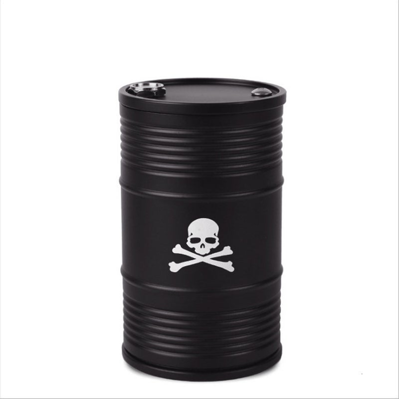 Cigarette Cylinder Ashtray Aluminum Alloy Heat Resistant Portable Car Ashtray for Automobile Black - Image 1
