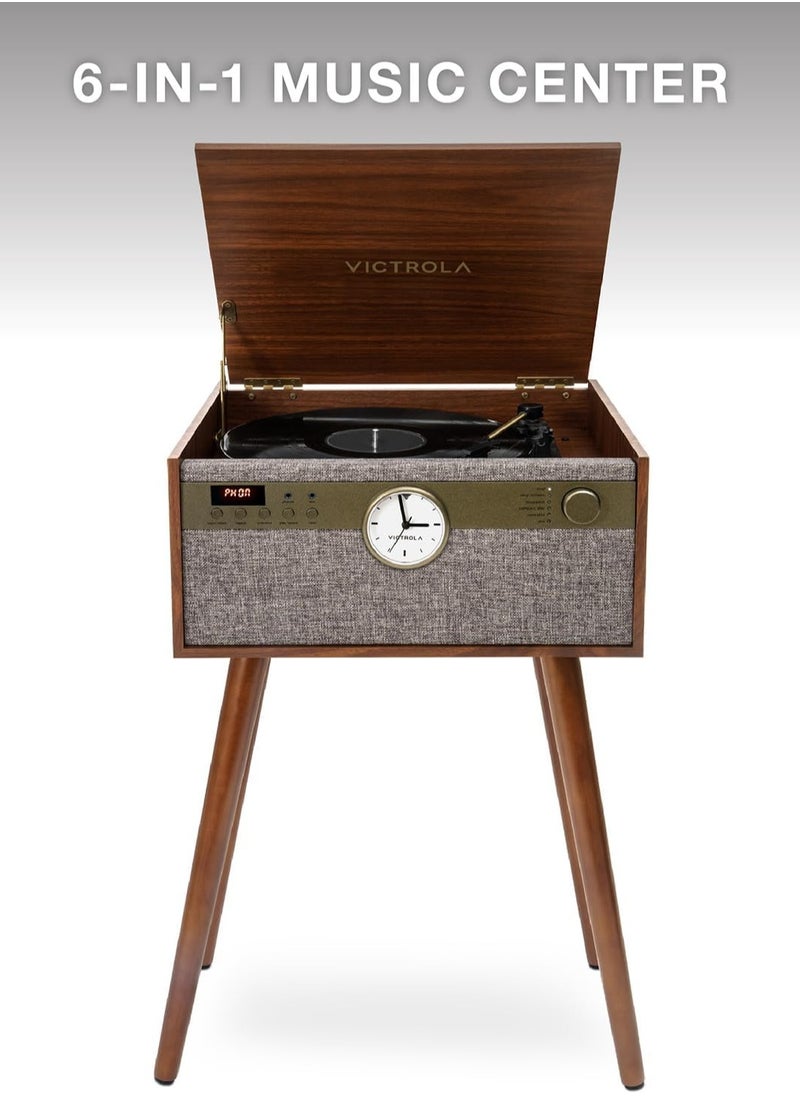VICTROLA Victrola Century Signature+ 6-in-1 Vinyl Record Player & Music Center - 3-Speed Turntable, CD & Cassette Player, VINYLSTREAM, Bluetooth & 3.5mm Aux, Record Player with Speakers, 45cm Stands, Walnut  - Image 2
