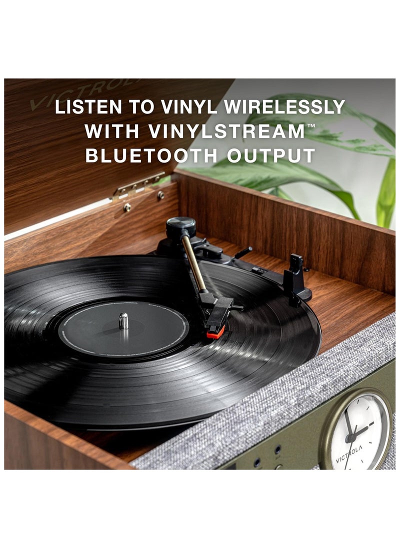 VICTROLA Victrola Century Signature+ 6-in-1 Vinyl Record Player & Music Center - 3-Speed Turntable, CD & Cassette Player, VINYLSTREAM, Bluetooth & 3.5mm Aux, Record Player with Speakers, 45cm Stands, Walnut  - Image 3