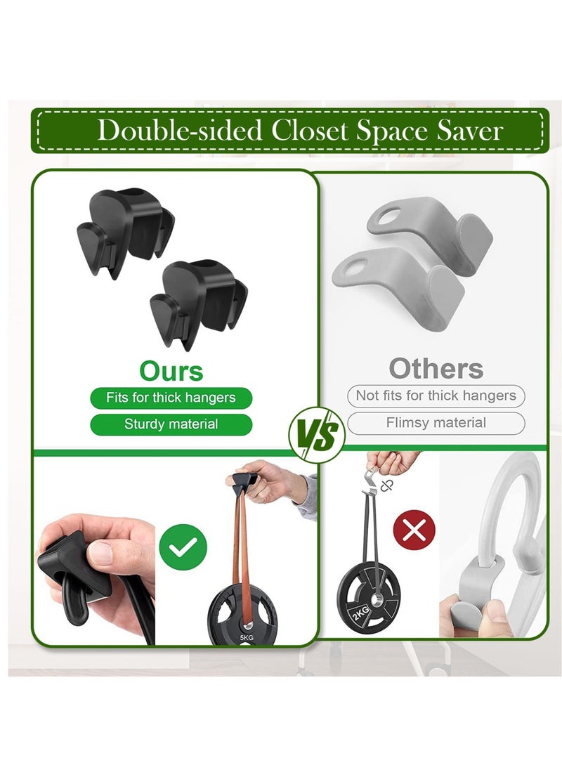 18 Pcs Space Saving Hangers for Clothes, Black Clothes Hanger Connector Hooks, Premium Closet Space Savers Clothes Hanger Connector Hooks