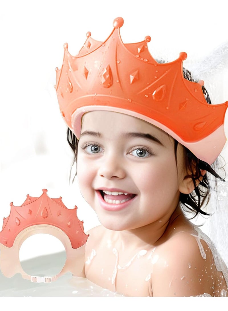 CityRiya-Long Baby Shower Cap Shield Kids Bathing Cap Bath Hat Crown Bath Shampoo Hat, Baby Kids Shower Cap for Protector Head Eye Ear, Baby Hair Washing Guard Protection Visor Hat for Toddler, Children (Pink) - Image 1