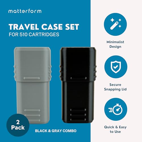 matterform 510 Cartridge Travel Case | Protective, Vertical Storage Box for 510 Thread Cartridges | Compact, Durable, Portable Design | Gray & Black Color (2 Pack, Holds 4 Cartridges Total) - Image 2