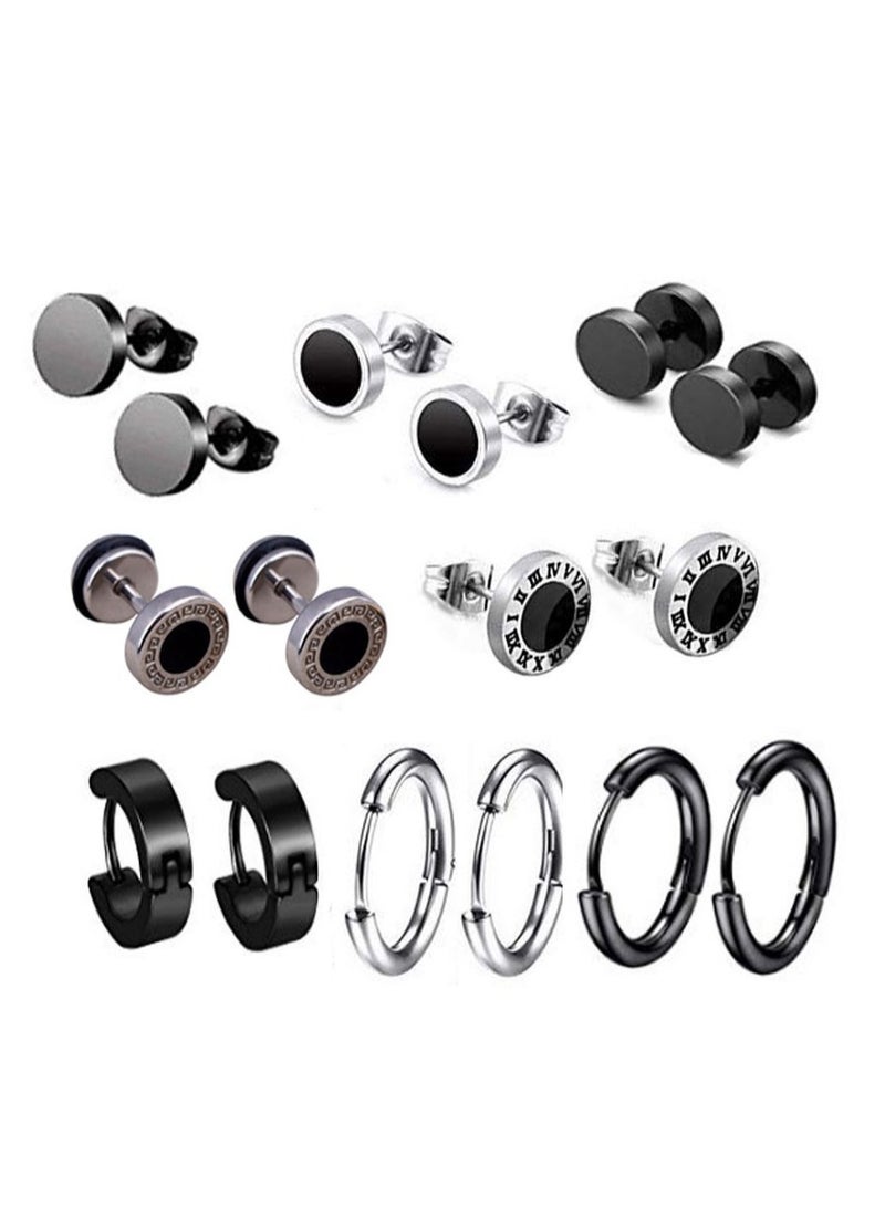 Plated EarringsCrystal-Adorned Charm with Sleek  Round Dumbbells Ear Bone Nail - Image 2