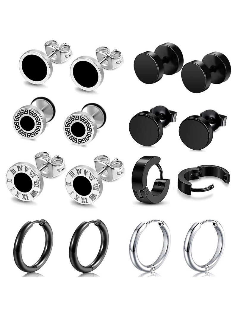 Plated EarringsCrystal-Adorned Charm with Sleek  Round Dumbbells Ear Bone Nail - Image 1