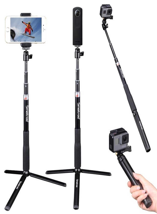 Smatree Telescoping Selfie Stick with Tripod Compatible for Insta360 X5, for GoPro Hero 13/12/11/10/9/8/7/6/5, for OSMO 5 Pro/4/3/Ricoh Theta, Compact Camera and Phone - Image 1