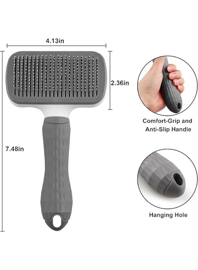 MunKan Pet Grooming Brush Cats Dogs Brushes to Remove Tangles Dead Undercoat and Dirt Pet Grooming Tool with Cleaning Button for Cat Dog Shedding Brush for Long or Short Haired ( Grey ) - Image 4