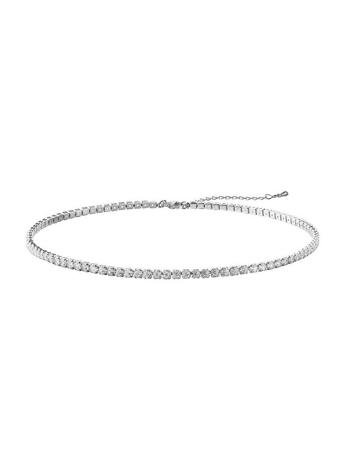 Simple one-row diamond tennis clavicle chain, extendable adjustable chain, dinner party, daily stacking, ladies clavicle necklace - Image 1
