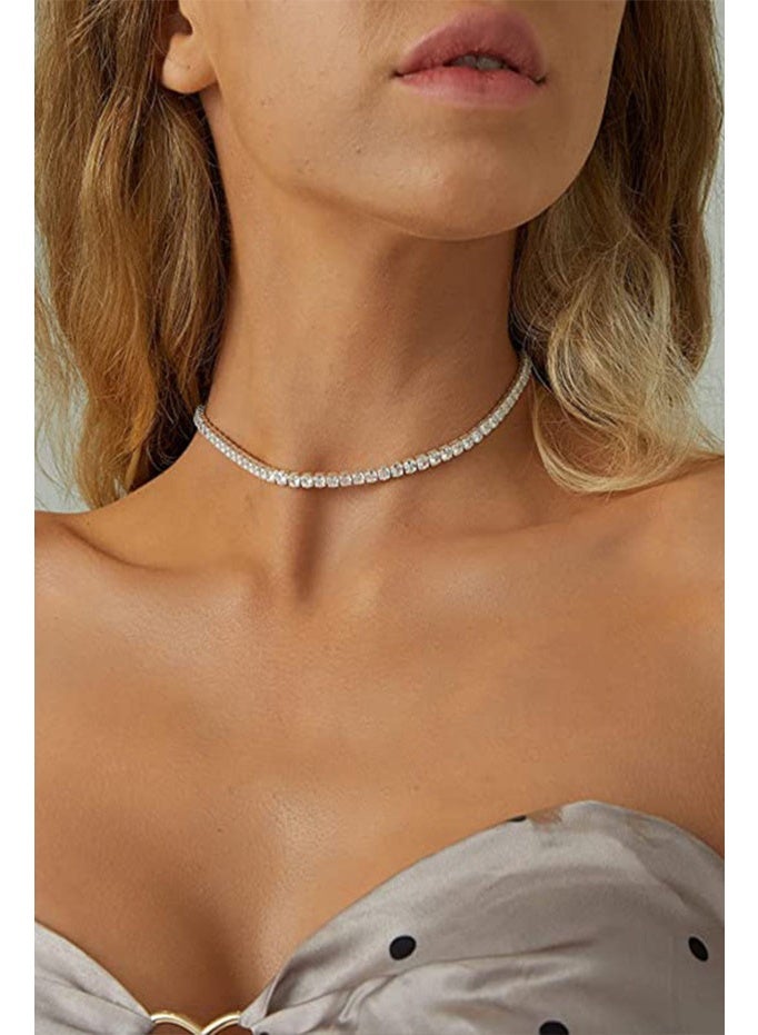 Simple one-row diamond tennis clavicle chain, extendable adjustable chain, dinner party, daily stacking, ladies clavicle necklace - Image 2