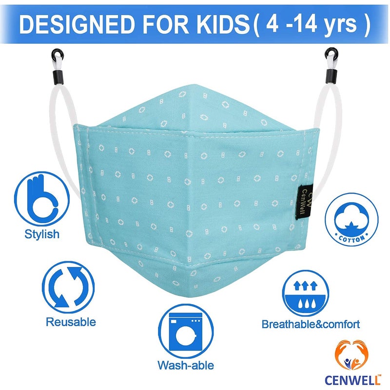 Cenwell Store Boy's and Girl's Cotton Cute Designer Reusable Washable Breathable Face Mask with Adjustable Earloops Without Valve - Image 5
