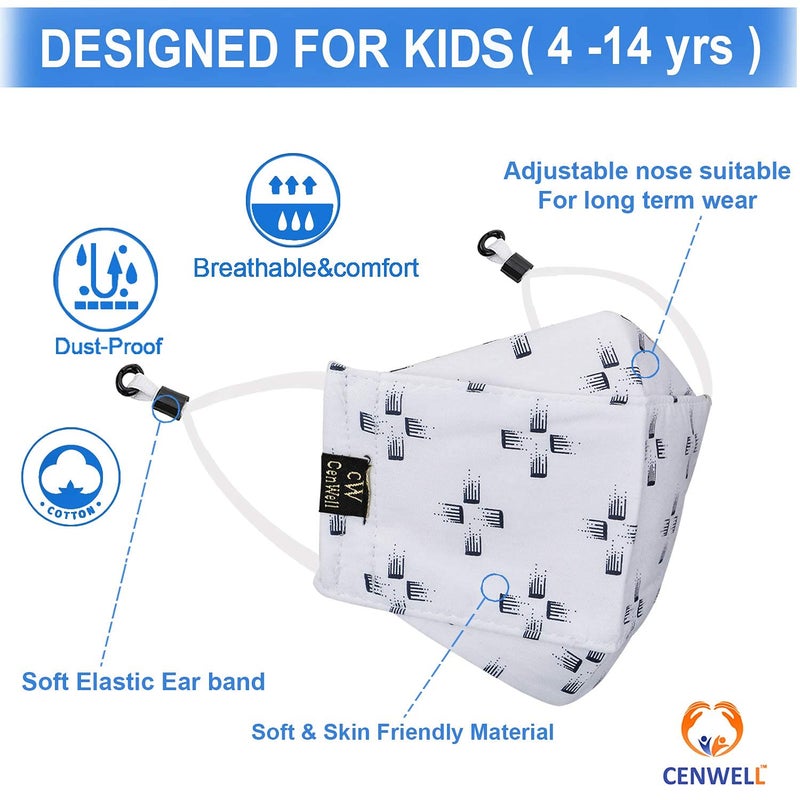 Cenwell Store Boy's and Girl's Cotton Cute Designer Reusable Washable Breathable Face Mask with Adjustable Earloops Without Valve - Image 4