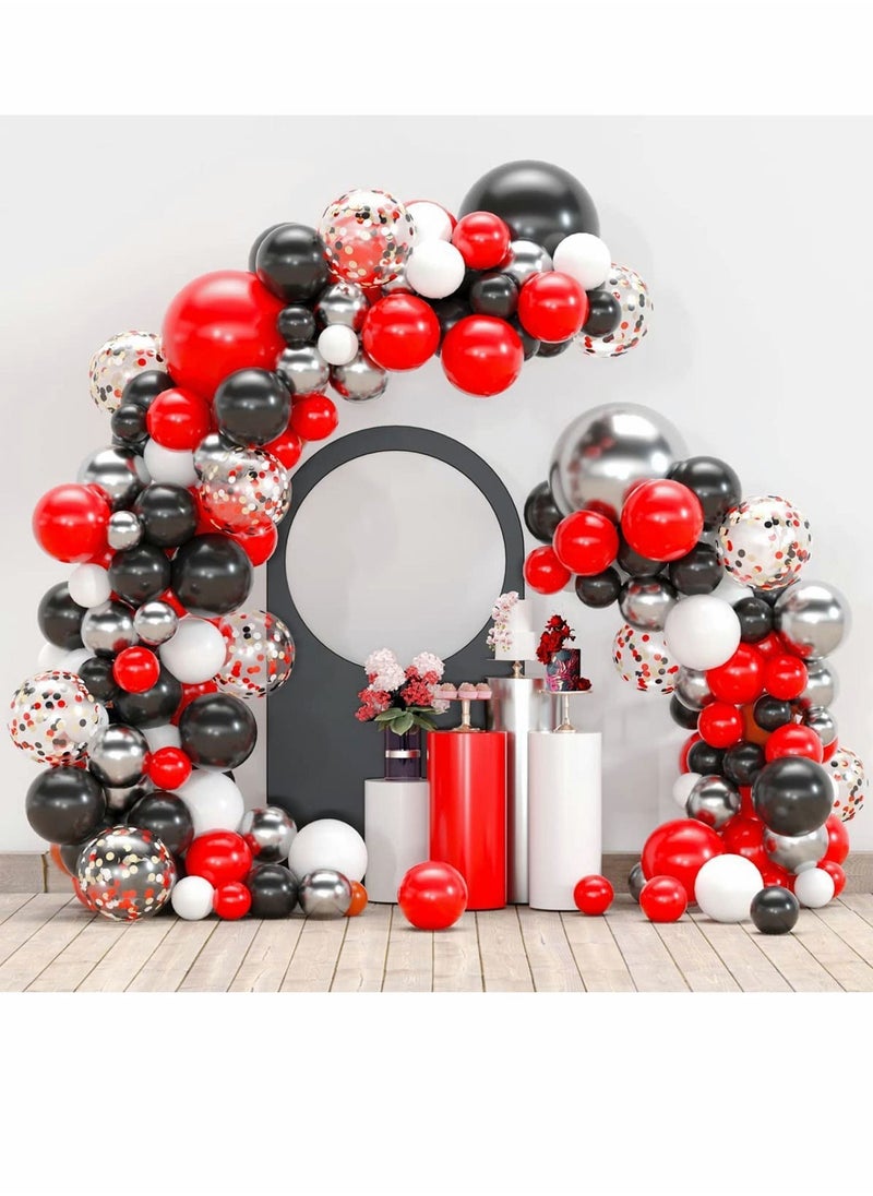 Y&D Gold and Red Balloon Garland 113 Pack Black White Sliver Arch DIY Kit for Wedding Baby Shower Boy Party Decoration Birthday Graduation Anniversary  - Image 1