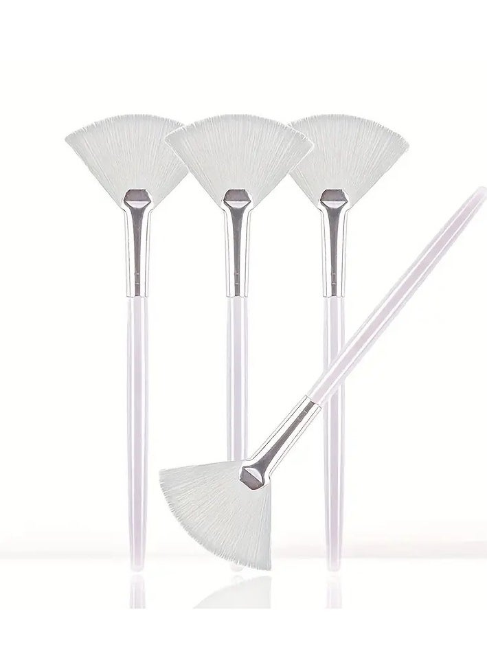ORiTi 4Pcs Soft Fan Brushes for Facials Perfect for Peel Masks and Essential Face Skin Care Includes Makeup Mask Applicator Brushes and Cosmetic Cream Tools - white  - Image 1