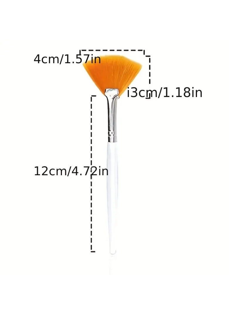 ORiTi 4Pcs Soft Fan Brushes for Facials Perfect for Peel Masks and Essential Face Skin Care Includes Makeup Mask Applicator Brushes and Cosmetic Cream Tools - white  - Image 5
