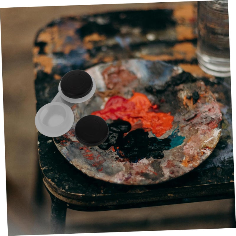 Double Palette Cup With Lid For Oil Painting Brush Cleaning Holder Dual Ports Plastic - Image 5
