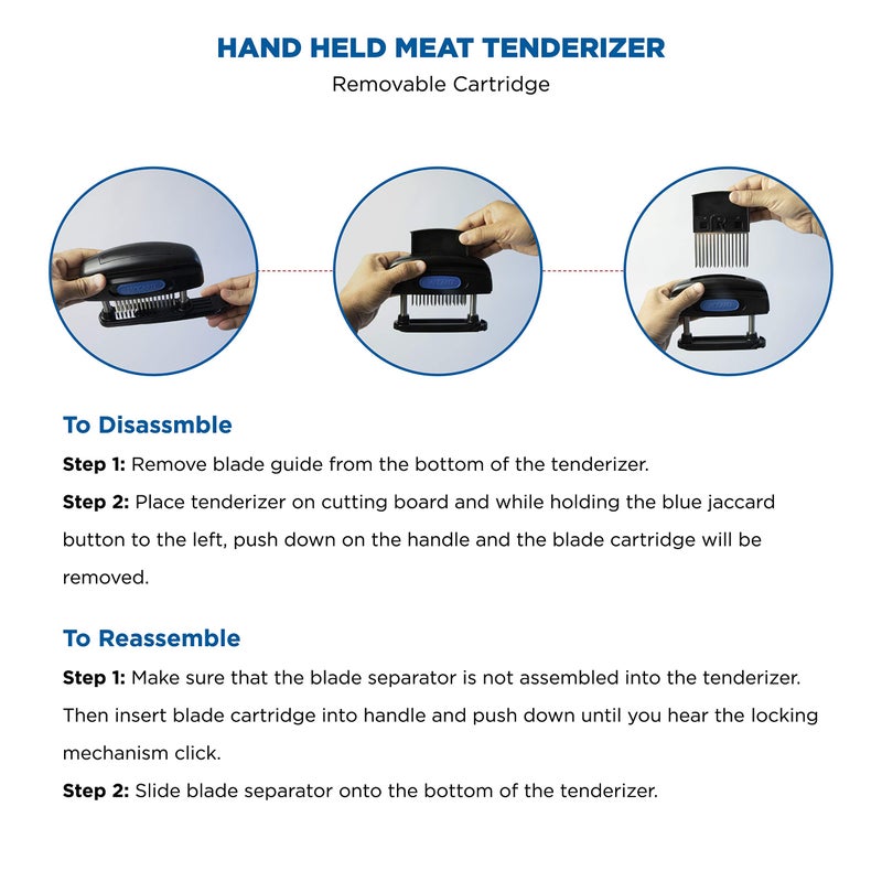 Jaccard 45-Blade Meat Tenderizer  Simply Better Meat Tenderizer  Stainless Steel Columns/ Removable Cartridge  Nsf Approved  Black - Image 3