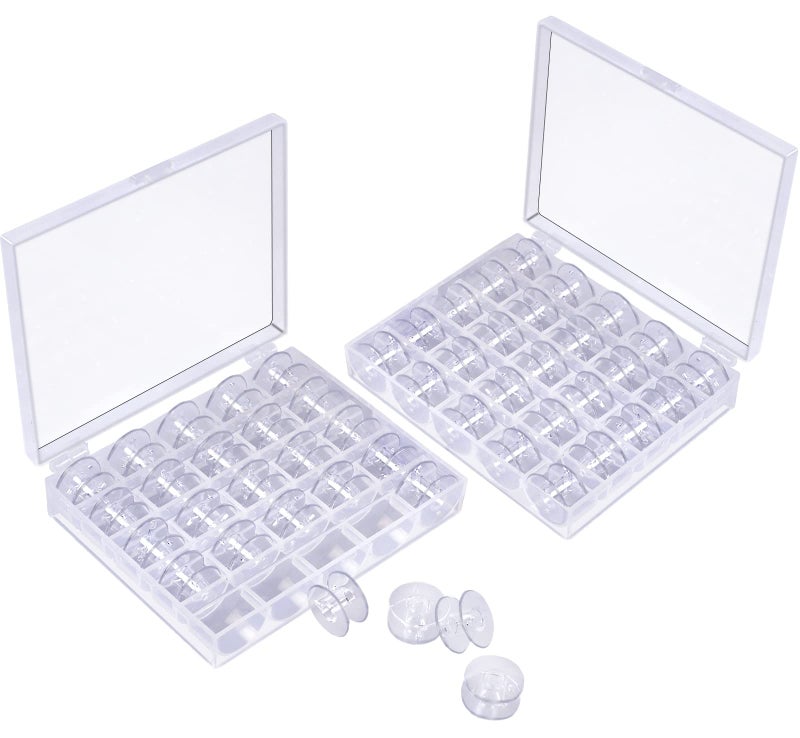 50 Pcs Bobbins Plastic Bobbins for Sewing Machine Sewing Bobbins with Bobbin Case Bobbin for SingerBroTher Bobbins for Singer Sewing Machine