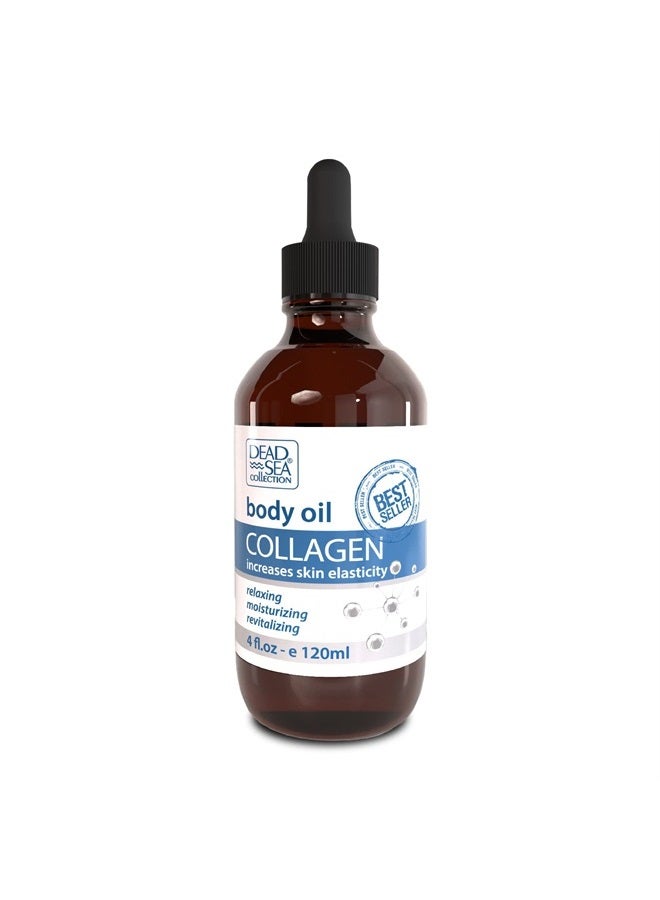 Dead Sea Collection Body Oil for Dry Skin - Collagen & Vitamin E, A, D Moisturizing Oil - Anti-Aging and Skin Elasticity Support - (4 fl.oz)  - Image 1