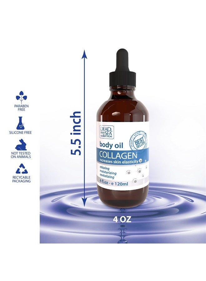 Dead Sea Collection Body Oil for Dry Skin - Collagen & Vitamin E, A, D Moisturizing Oil - Anti-Aging and Skin Elasticity Support - (4 fl.oz)  - Image 2