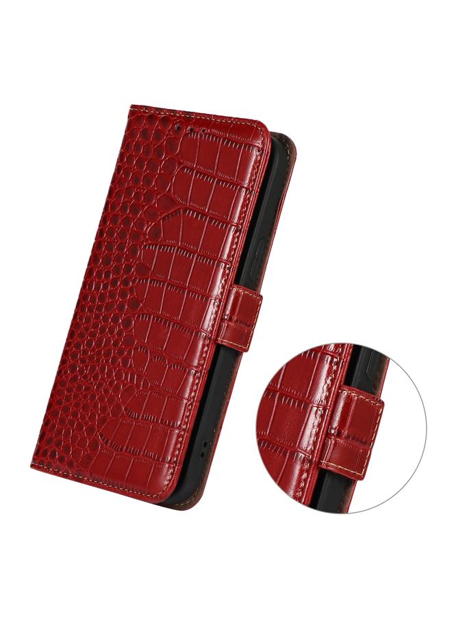 اس-توب جراب لهاتف OPPO Reno7 5G إصدار CN جراب هاتف من جلد التمساح ذو الطبقة العلوية من جلد البقر - Image 4