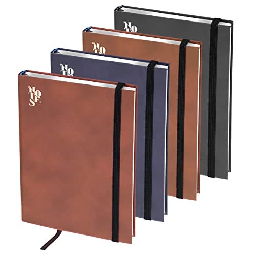 DAHSHA 4 Pack Small size PU Leather Finish Hard Bound Notebook Diary with Elastic Band Closure- 85 Sheets 170 Pages for Office Personal Daily Planner (Assorted Color, 18.5x12.5x1.5 cm) - Image 1
