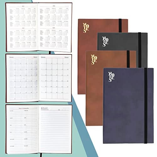 DAHSHA 4 Pack Small size PU Leather Finish Hard Bound Notebook Diary with Elastic Band Closure- 85 Sheets 170 Pages for Office Personal Daily Planner (Assorted Color, 18.5x12.5x1.5 cm) - Image 5