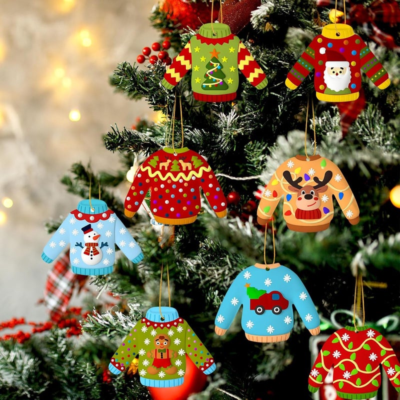 Syhood Syhood 36 Set Ugly Sweater Ceramic Painting Kit Paint Your Own Ugly Sweater Plaster Holiday Crafts Ornaments with Christmas Greeting Cards Xmas Gifts Exchange for Christmas Party Decor - Image 3